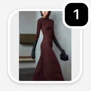 Commense Elegant Chocolate Long Sleeve Dress